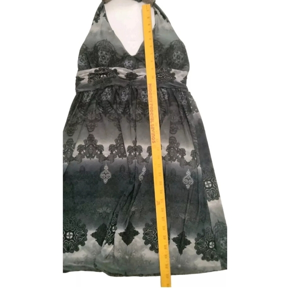 Women's Sundress Sz LG Black & Grey Geometric Pattern Boho Babydoll Dress Lagaci - Picture 7 of 10